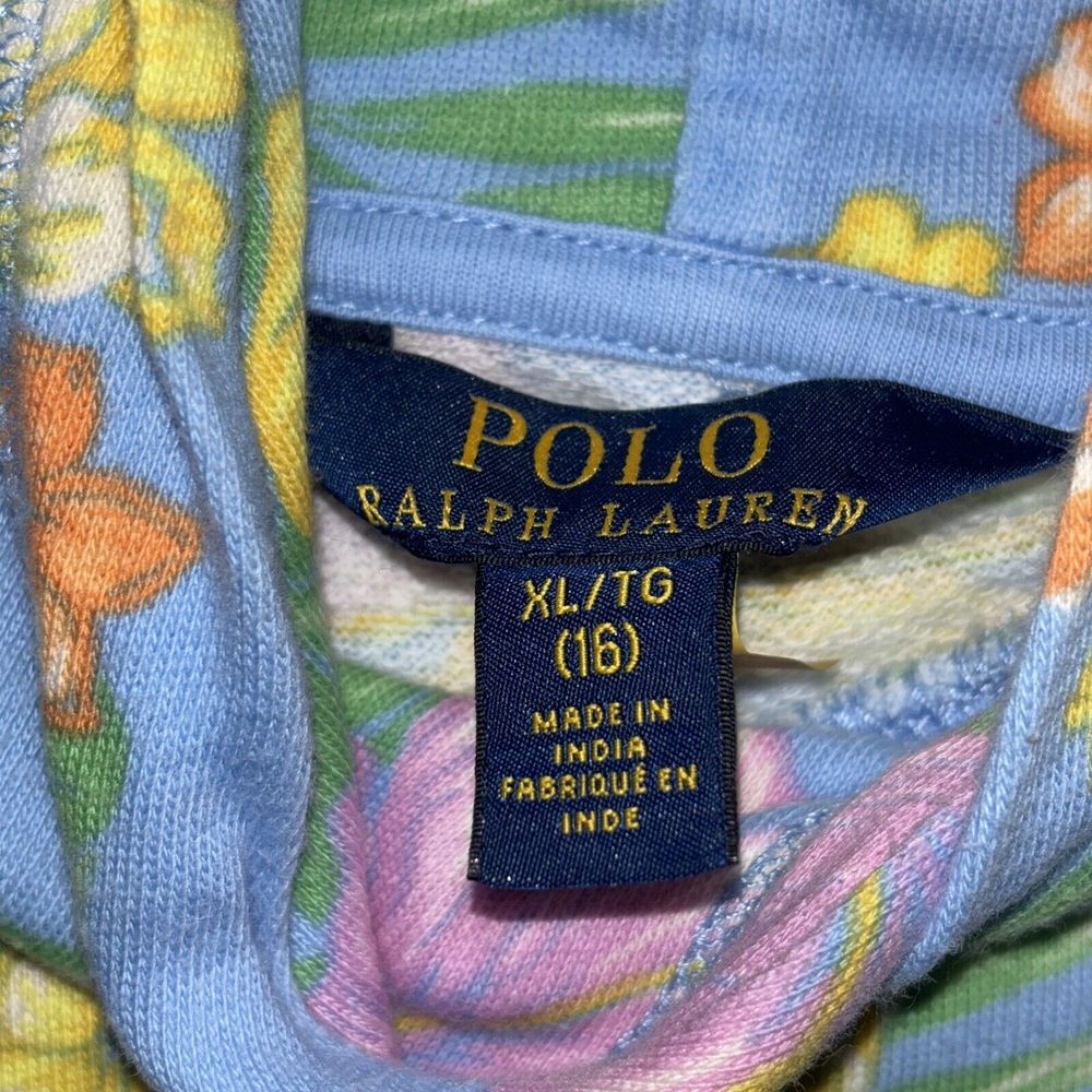 Polo Ralph Lauren Big Girls Floral Spa Terry Hoodie Hibiscus XL Athleisure Comfy - Picture 8 of 8